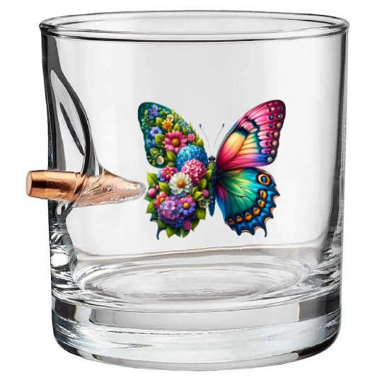 Colorful Butterfly Nature Inspired Summer Vibes Bullet Whiskey Glasses