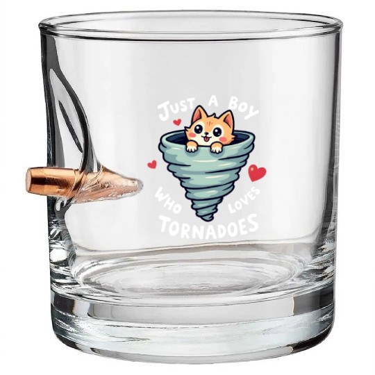 Just A Boy Who Loves Tornadoes Storm Meteorologist Bullet Whiskey Glasses