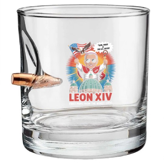 Leon XIV Funny American Pope Vatican Humor Bullet Whiskey Glasses