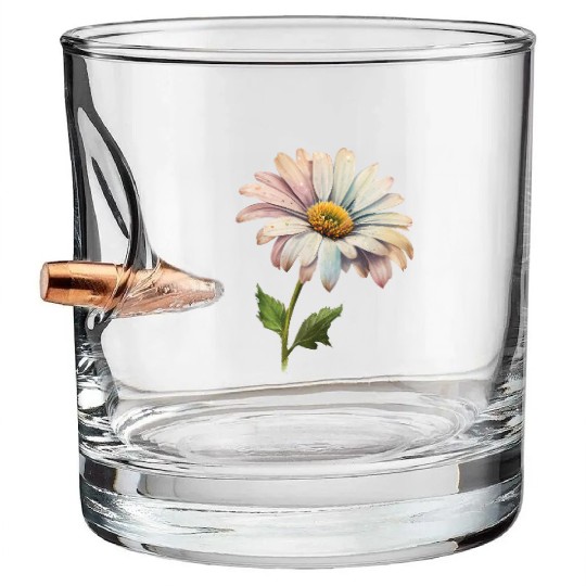Retro Daisy Flower Aesthetic Bullet Whiskey Glasses