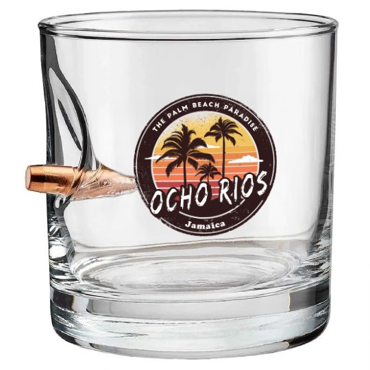 Ocho Rios Jamaica - Tropical Paradise Bullet Whiskey Glasses