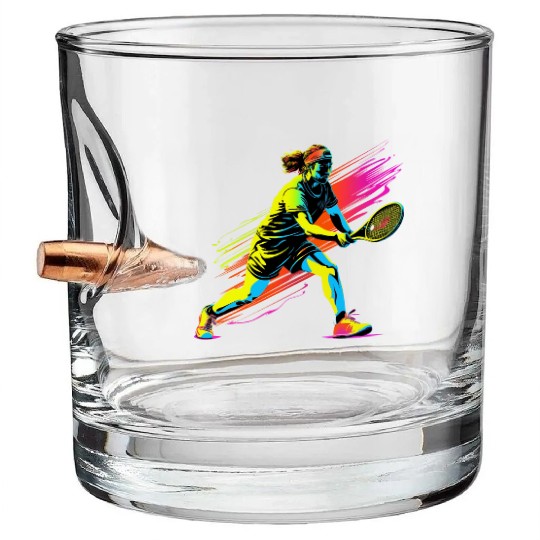 Tennis Player 90s Style Bullet Whiskey Glasses