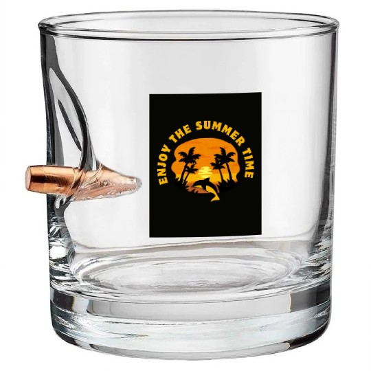 Sunset Serenity: Enjoy the Summer Time T_shirt Bullet Whiskey Glasses