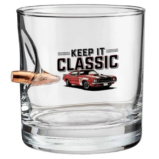 Vintage Muscle Car Keep It Classic Bullet Whiskey Glasses