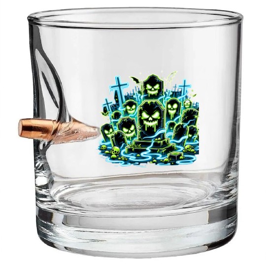 Neon Tomb Uprising – Glowing Graveyard Ghouls Bullet Whiskey Glasses