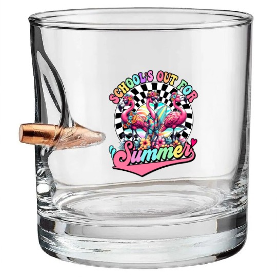 Schools Out For Summer Flamingo Teaches Students Bullet Whiskey Glasses