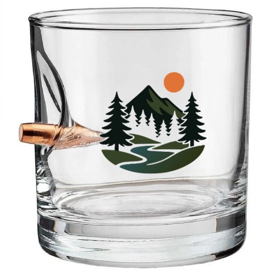 Scenic Nature View – Peaceful Landscape design Bullet Whiskey Glasses