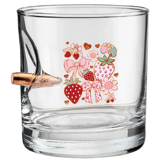 Boho Strawberry Coquette Bullet Whiskey Glasses