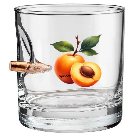 Apricot branch with green leaves Bullet Whiskey Glasses