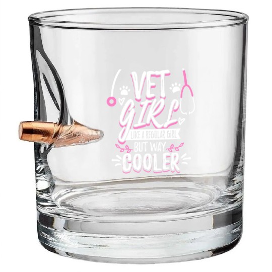 Cool Vet Girl Gift For Veterinary Technicians Bullet Whiskey Glasses