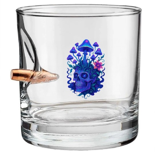 Fungi Mind - Trippy Skull Bloom Bullet Whiskey Glasses