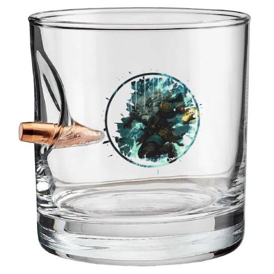 Mystical Werewolf With Magic In The Dark Forest Bullet Whiskey Glasses