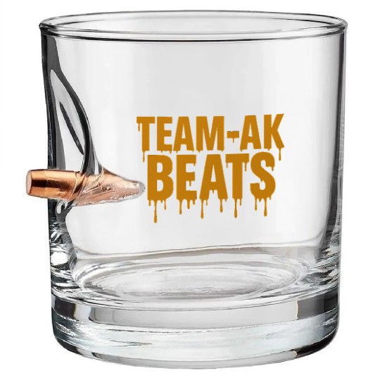 Yellow TEAM-AK BEATS Logo Bullet Whiskey Glasses