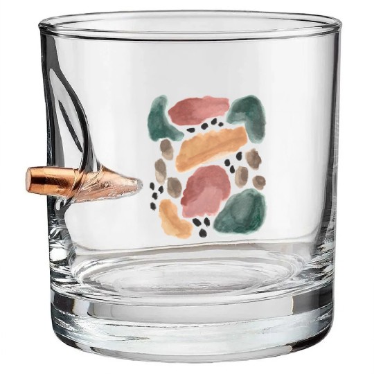 Abstract pastel watercolour painting pattern Bullet Whiskey Glasses