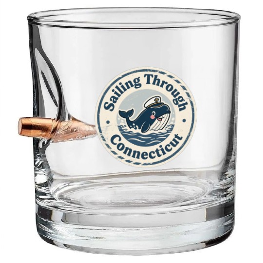 Connecticut Whale Captain Design Bullet Whiskey Glasses