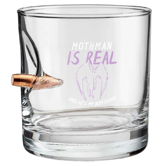 Mothman Is My Boyfriend For Cryptid Lover Bullet Whiskey Glasses