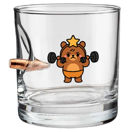 Built Different Bear Quirky Workout Character Bullet Whiskey Glasses