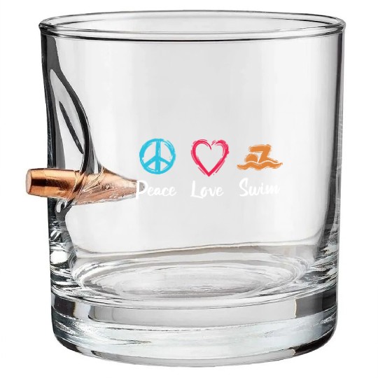 Peace Love Swim Bullet Whiskey Glasses