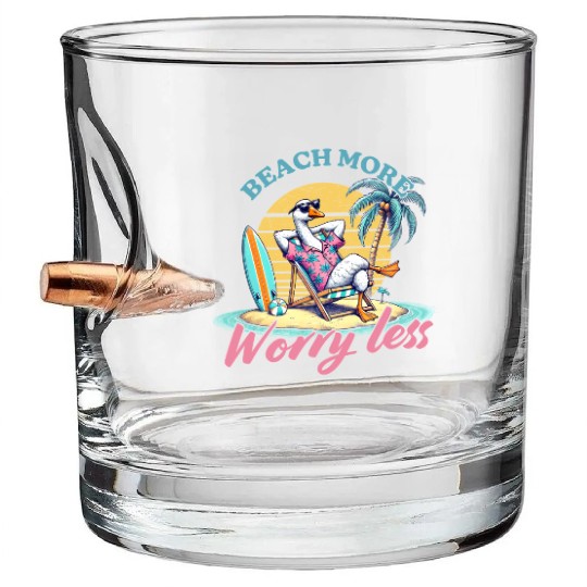 Summer Beach more worry less Bullet Whiskey Glasses