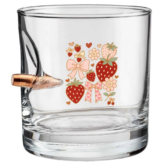 Summer Vacation Boho Strawberry Coquette Bullet Whiskey Glasses