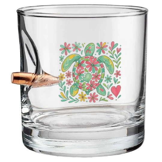 Summer Vacation Sea Turtle Bullet Whiskey Glasses