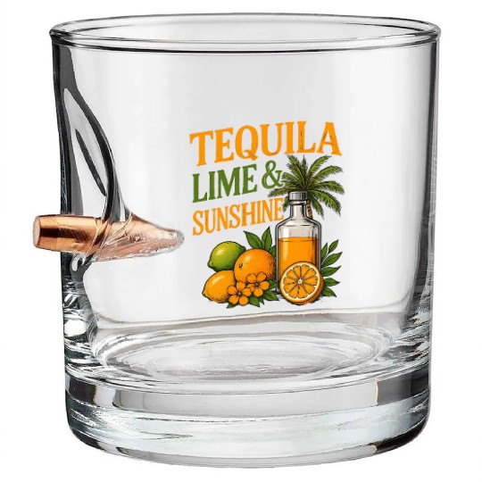 Summer Vacation Tequila Lime Sunshine Bullet Whiskey Glasses