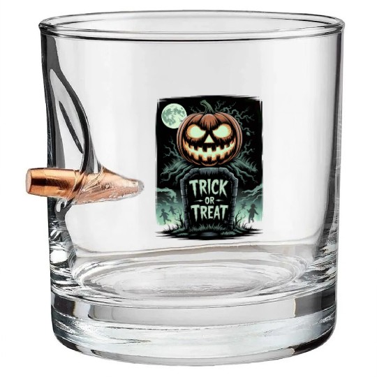 Halloween Horror Scary Thriller Trick Or Treat Bullet Whiskey Glasses
