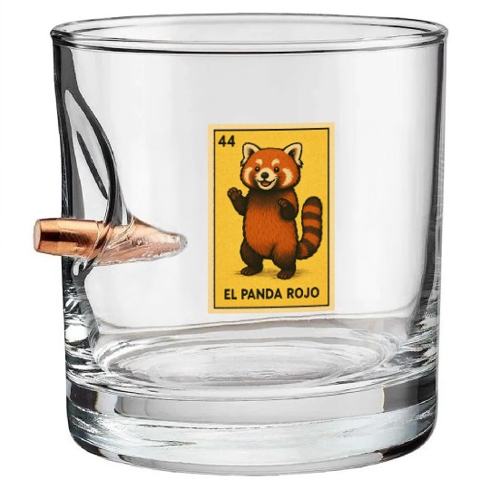 EL PANDA ROJO - THE RED PANDA - LA LOTERÍA Bullet Whiskey Glasses