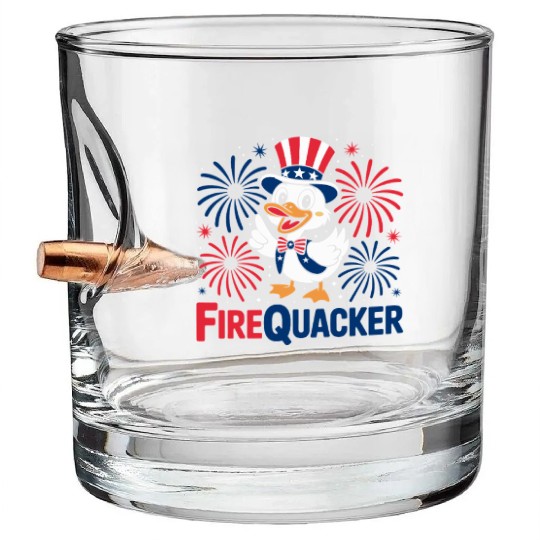 Womens Duck Firequacker Patriotic Fourth of July I Bullet Whiskey Glasses