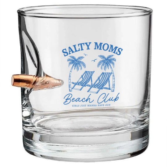 Beach Vacation Salty Moms Beach Bullet Whiskey Glasses