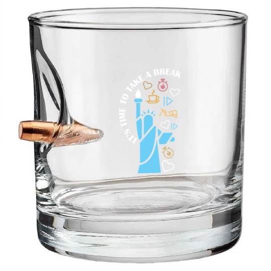 Inspirational Liberty and Wellness Theme Bullet Whiskey Glasses