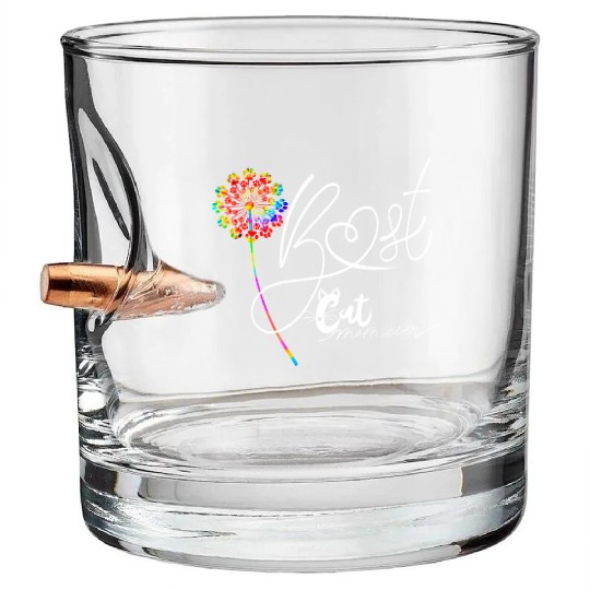 Best Cat Mom Ever Sunflower Mother's Day Cat Lover Bullet Whiskey Glasses