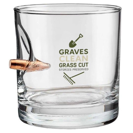Cemetery Worker Groundskeeper Graveyard Memorial Bullet Whiskey Glasses