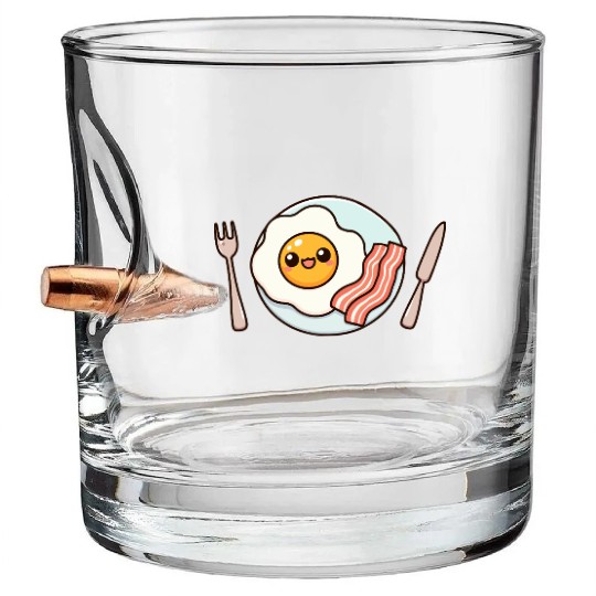 Whimsical Sunny Side Fried Egg Design Bullet Whiskey Glasses