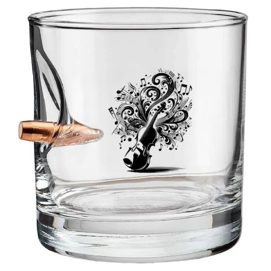 Violin Music Loud, Creative, Unstoppable Bullet Whiskey Glasses