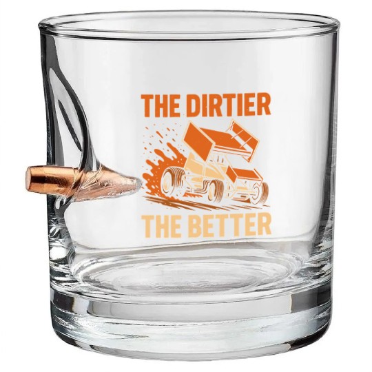 Sprint Car Racing Dirt Track Speed Oval Race Bullet Whiskey Glasses