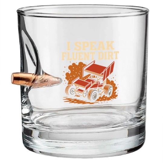 Sprint Car Racing Dirt Track Speed Oval Race Bullet Whiskey Glasses
