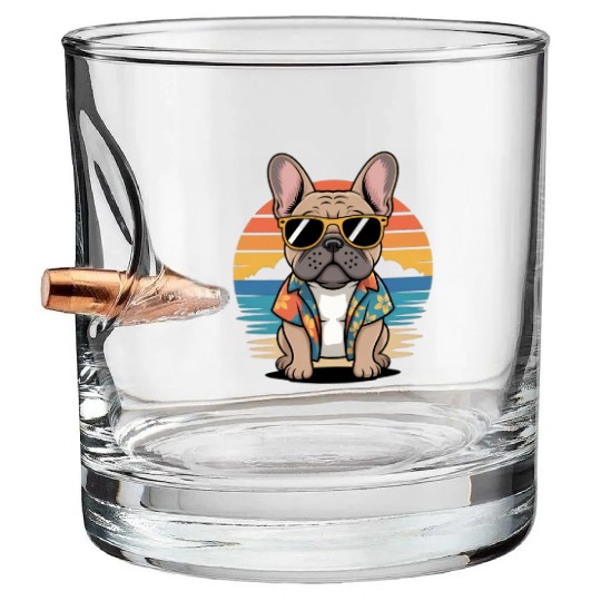 French Bulldog Summer Beach Vibe Bullet Whiskey Glasses