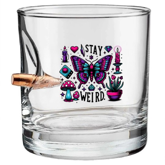Halloween Stay Weird Bullet Whiskey Glasses