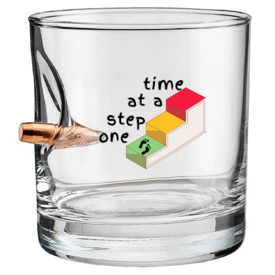 One Step at a Time – Mental Health Quote Bullet Whiskey Glasses