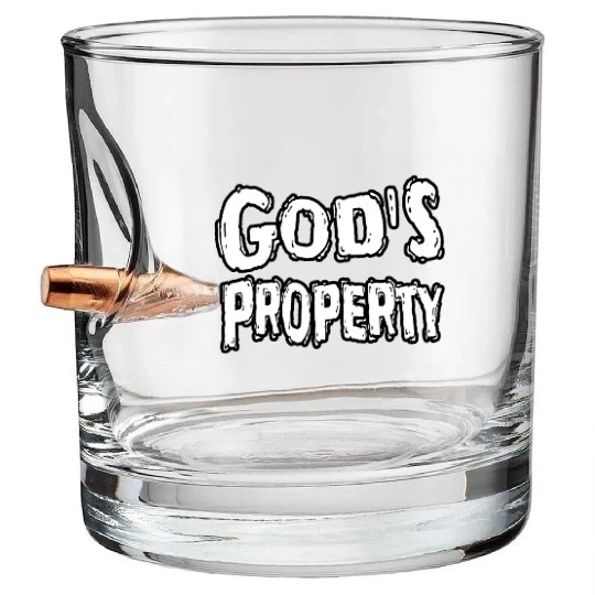 God's Property Religious Faith Typography Design Bullet Whiskey Glasses