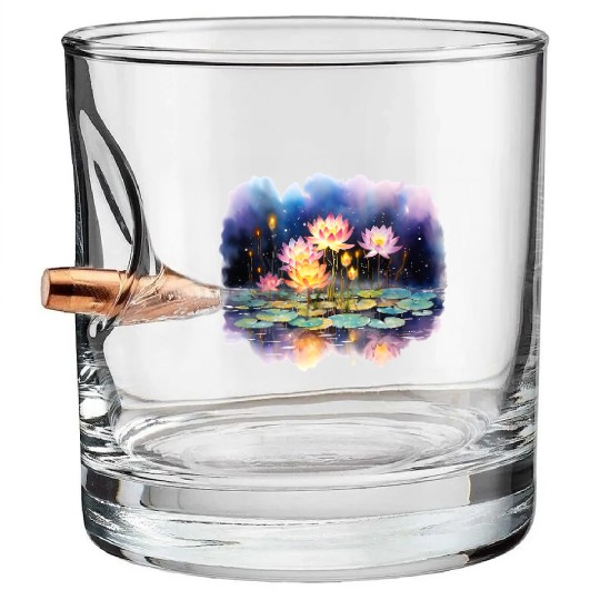 Retro Zen Lotus Firefly Night Bullet Whiskey Glasses