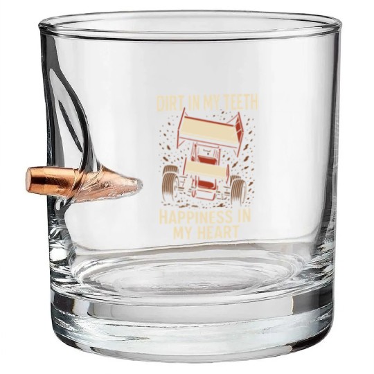 Sprint Car Racing Dirt Track Speed Oval Race Bullet Whiskey Glasses