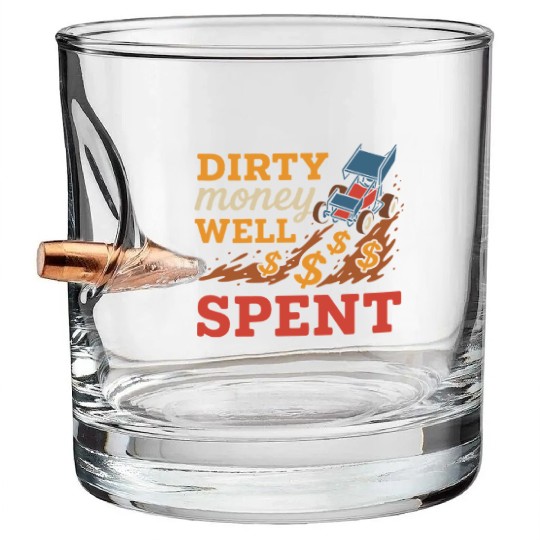 Sprint Car Racing Dirt Track Speed Oval Race Bullet Whiskey Glasses