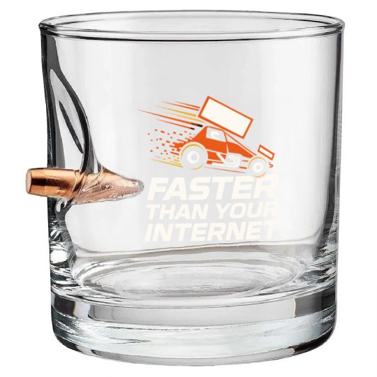 Sprint Car Racing Dirt Track Speed Oval Race Bullet Whiskey Glasses