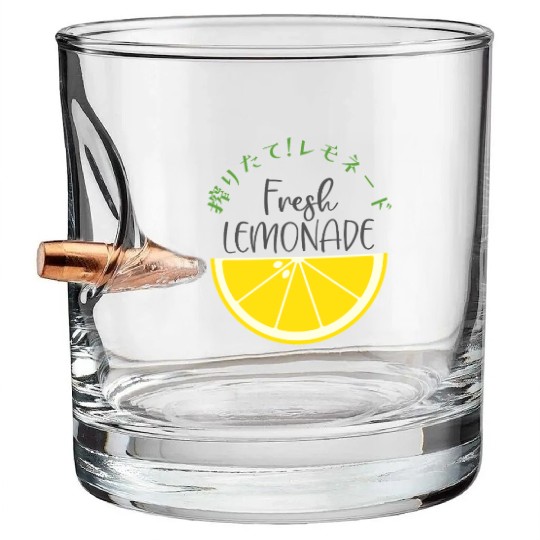 Fresh Lemonade Lemon Slice Bullet Whiskey Glasses