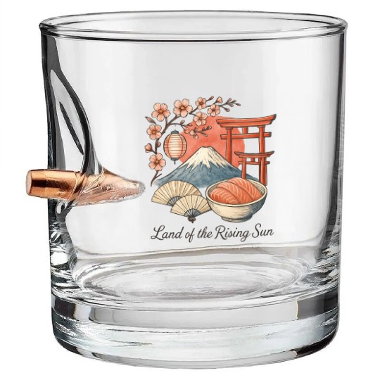 Japan Culture - Mount Fuji & Sakura Vintage Art Bullet Whiskey Glasses