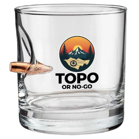 GIS Mountain Compass Map Adventure Outdoor Bullet Whiskey Glasses