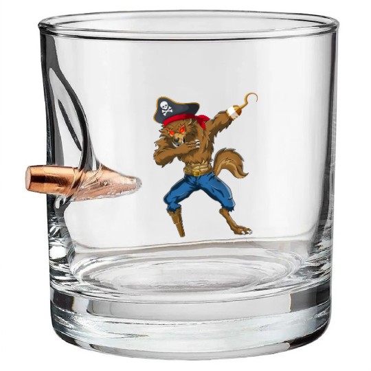 Dabbing Werewolf Pirate Halloween Pirate Bullet Whiskey Glasses