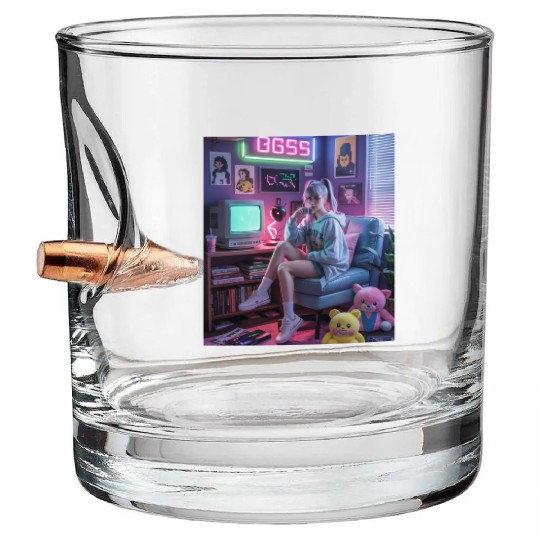 Y2K Gamer Girl Vibes – Retro Tech & Neon Room Aest Bullet Whiskey Glasses